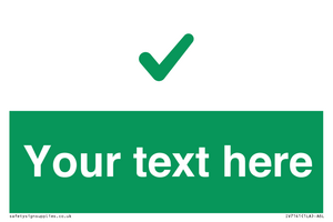 Custom green background, green tick sign